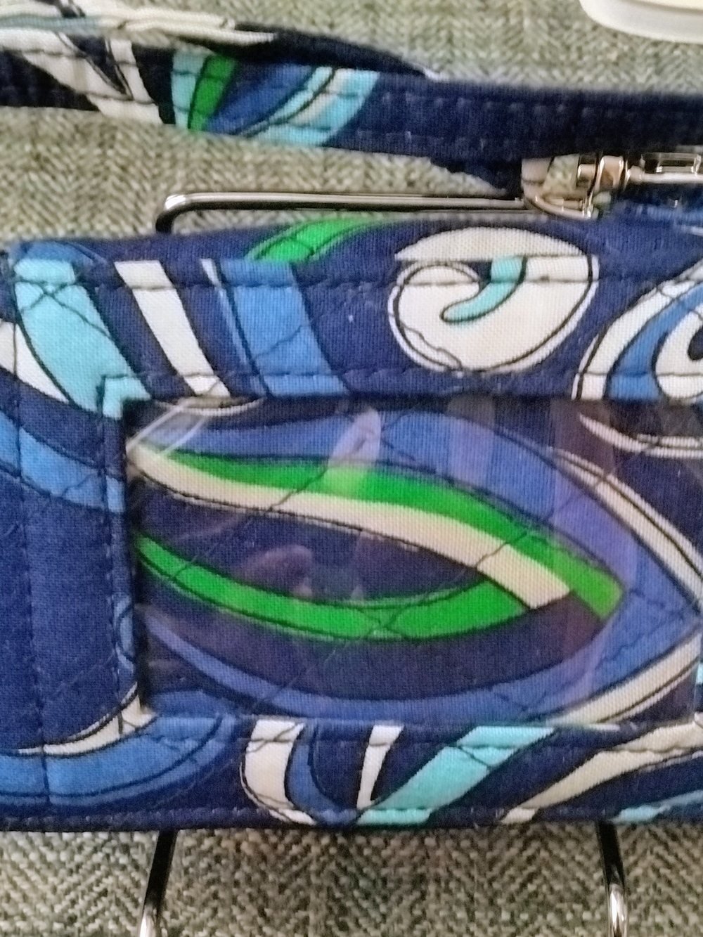 Vera Bradley Quilted Wristlet Wallet in Blue, Green & White Swirl Print